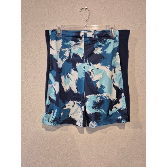 Nike Boys Size Large Dri-FIT Camouflage Athletic Shorts Blue White - Picture 1 of 8